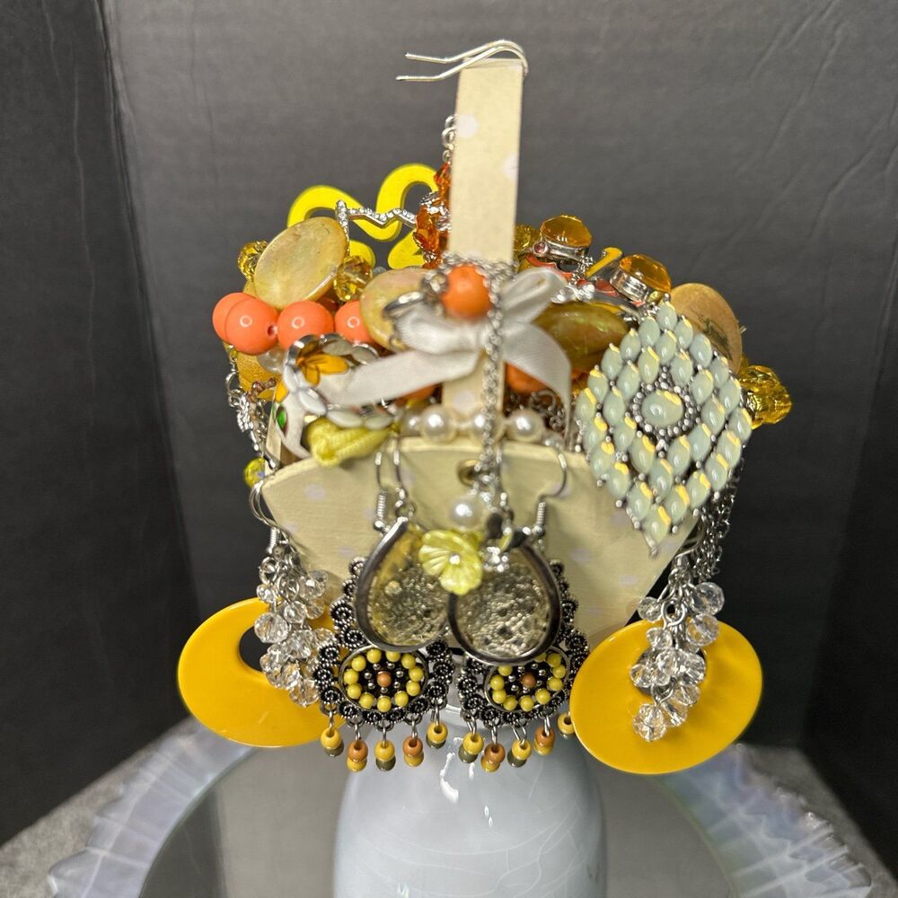 Petite Easter Basket Packed with Yellow & Orange Mystery Jewelry